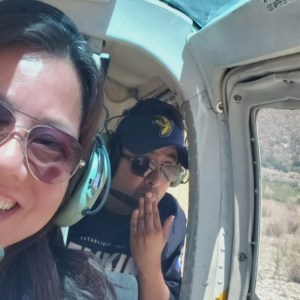 couple on a helicopter